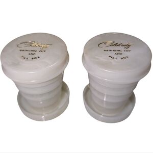 Vintage Celebrity Dinking Cups Collapsible Cup Travel Pill Box Set Of 2